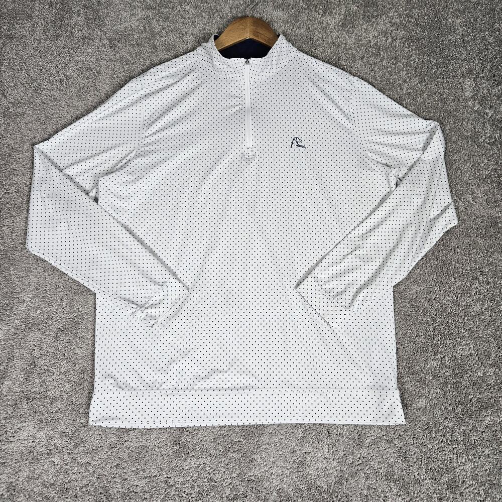 Rhoback Sweatshirt Men's Large White Golf Performance Quarter Zip AOP Polka Dots